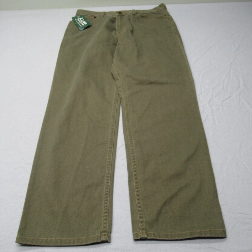 LL Bean Jeans Womens 14 Regular Green Straight Leg Classic Fit Bootcut 32x30 NEW - Picture 2 of 13